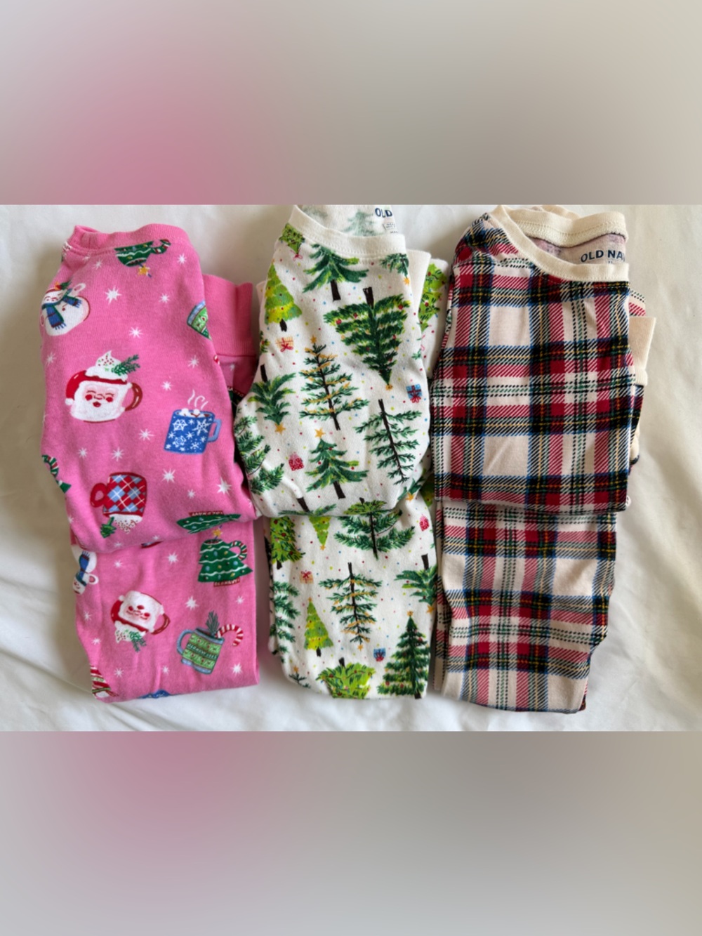 Old Navy Kids Holiday Pajama Set - Pink, White & Plaid toddler girl size 3T